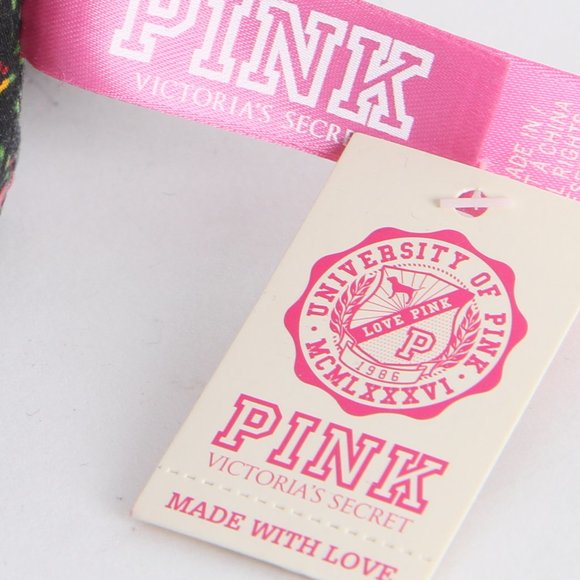 Victoria's Secret - PINK - Black Floral PEACE Collectible Plush Puppy - Picture 8 of 11